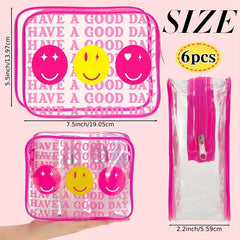 6 Pcs Preppy Clear Makeup Bags Leopard Waterproof Toiletry