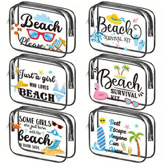 6 Pcs Preppy Clear Makeup Bags Leopard Waterproof Toiletry