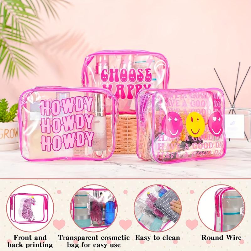 6 Pcs Preppy Clear Makeup Bags Leopard Waterproof Toiletry