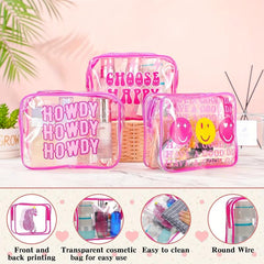 6 Pcs Preppy Clear Makeup Bags Leopard Waterproof Toiletry