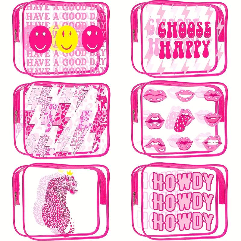 6 Pcs Preppy Clear Makeup Bags Leopard Waterproof Toiletry