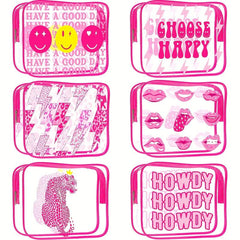 6 Pcs Preppy Clear Makeup Bags Leopard Waterproof Toiletry