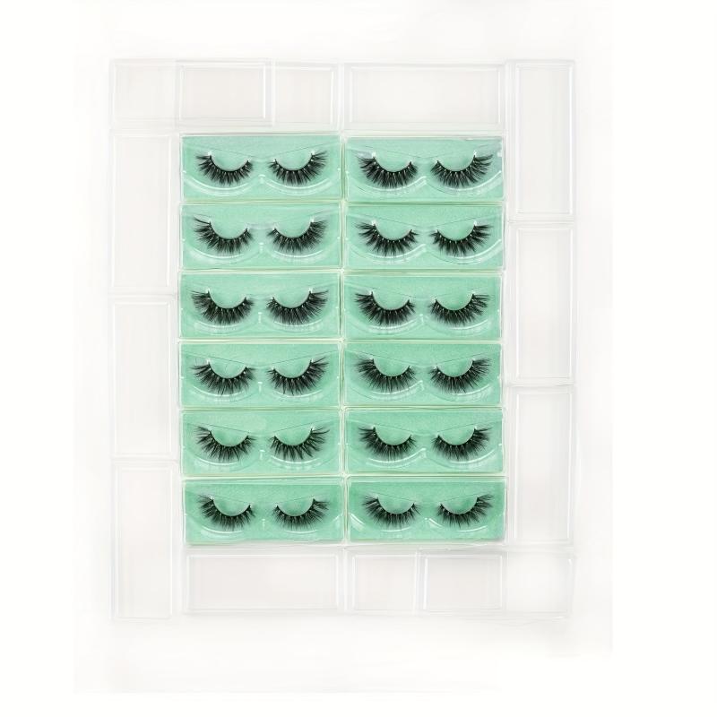 12 Pairs Thick Fluffy Wispy False Eyelashes 15mm Cluster Cross Curling Lashes