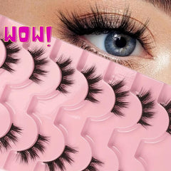 7 Pairs Half Eye Cat Eye Cluster Mink False Eyelashes