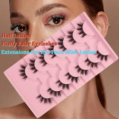 7 Pairs Half Eye Cat Eye Cluster Mink False Eyelashes