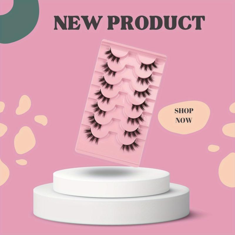 7 Pairs Half Eye Cat Eye Cluster Mink False Eyelashes