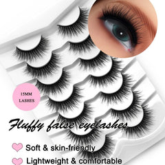 7 Pairs Thick Curling 15mm False Eyelashes for Daily Use