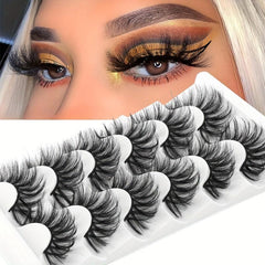 6 Pairs Cat Eye Fluffy Faux Mink Lashes 8D Wispy Pack