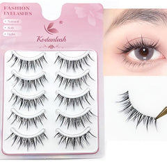 5 Pairs Manga Silk Eyelashes Cluster False Full Strip False Lashes