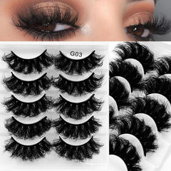 5 Pairs Fluffy Mink Lashes Thick Long Faux Eyelashes
