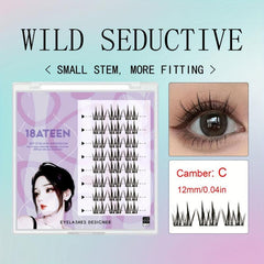 6 Pcs 16mm Wispy C Curl Lash Clusters for DIY Cat Eye Lash Extension