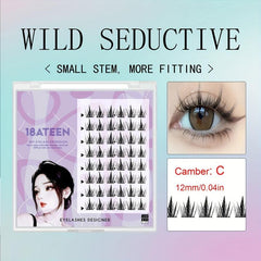 6 Pcs 16mm Wispy C Curl Lash Clusters for DIY Cat Eye Lash Extension