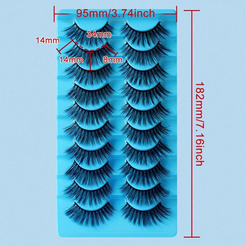 10 Pairs Mink Lashes Fluffy Soft Wispy Natural Cross Eyelash Extension
