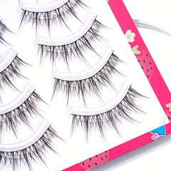 5 Pairs Fairy Tip Tail Cross False Eyelashes Natural Look Reusable Thick Long