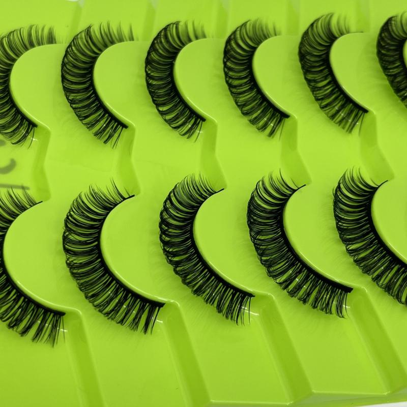 7 Pairs Curling Faux Mink Lashes 10mm Natural Fluffy Wispy Eyelashes