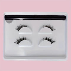 2 Pairs Half Lashes & Eyeliner Set Clear Band Fishtail Crisscross Style