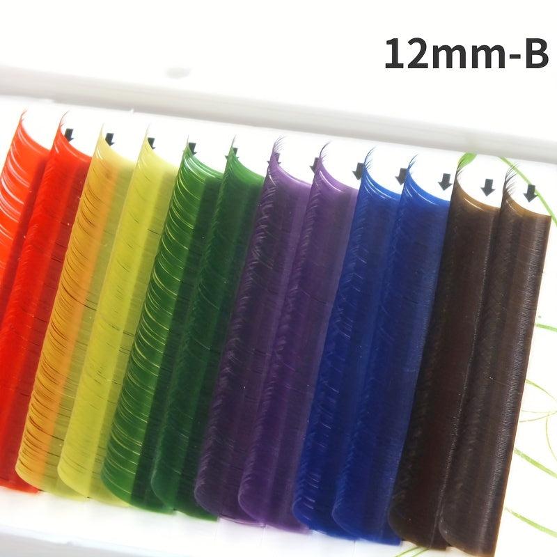 6 Colors False Eyelashes Extension Rainbow 0.1mm Thickness Individual Lashes