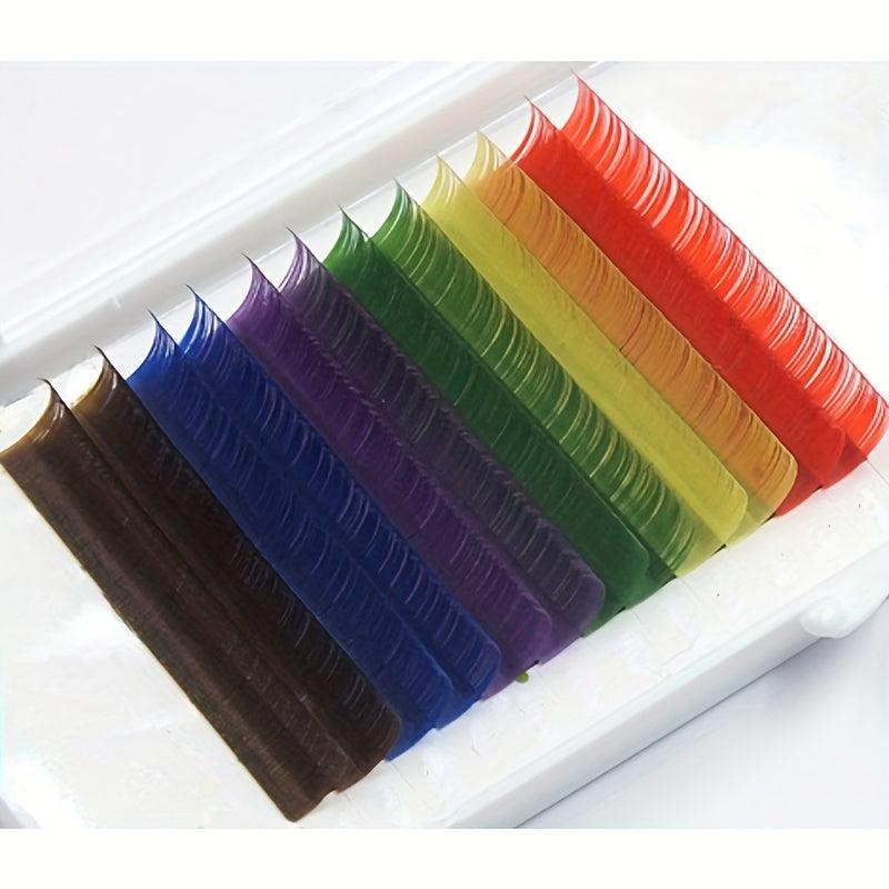6 Colors False Eyelashes Extension Rainbow 0.1mm Thickness Individual Lashes