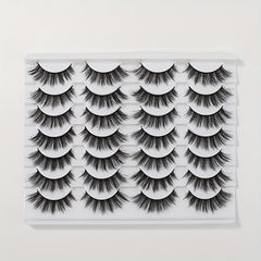 14 Pairs Fluffy False Eyelashes Natural Look Faux Mink Lashes for Cat Eye Look