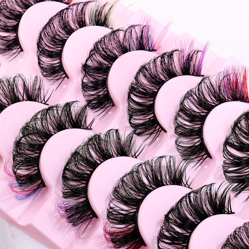 Colored False Eyelashes D Curl Mink Lashes Natural Look Fluffy Eyelashes
