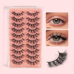 10 Pairs Natural 3D Faux Mink False Eyelashes
