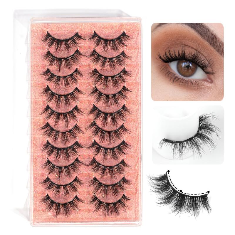 10 Pairs Natural 3D Faux Mink False Eyelashes