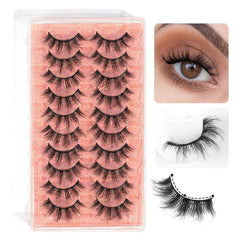 10 Pairs Natural 3D Faux Mink False Eyelashes