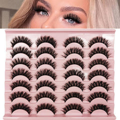 14 Pairs Fluffy Faux Mink False Eyelashes Natural & Dramatic Makeup