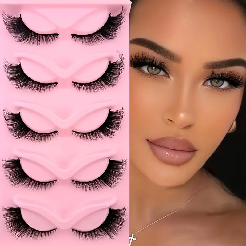 5 Pairs Cat Eye False Eyelashes Natural Faux Mink Lashes