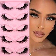 5 Pairs Cat Eye False Eyelashes Natural Faux Mink Lashes