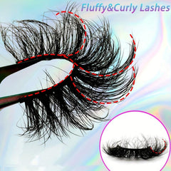 4 Pairs Fluffy Faux Mink Cat Eye Look False Lashes 20mm