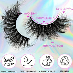 4 Pairs Fluffy Faux Mink Cat Eye Look False Lashes 20mm