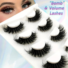 4 Pairs Fluffy Faux Mink Cat Eye Look False Lashes 20mm