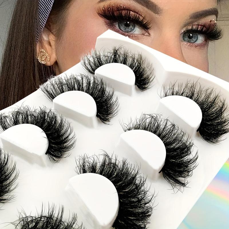 4 Pairs Fluffy Faux Mink Cat Eye Look False Lashes 20mm