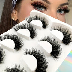 4 Pairs Fluffy Faux Mink Cat Eye Look False Lashes 20mm