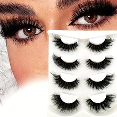 4 Pairs Fluffy Faux Mink Cat Eye Look False Lashes 20mm