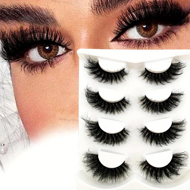 4 Pairs Fluffy Faux Mink Cat Eye Look False Lashes 20mm
