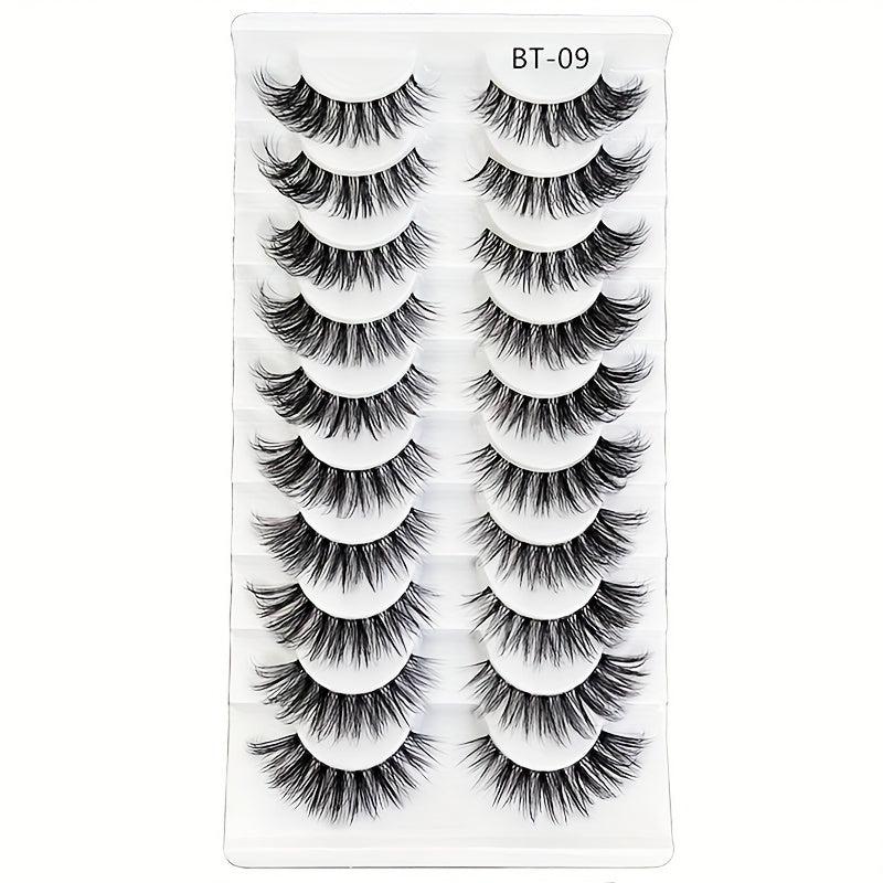 10 Pairs Natural Cross Volume False Eyelashes D Curling