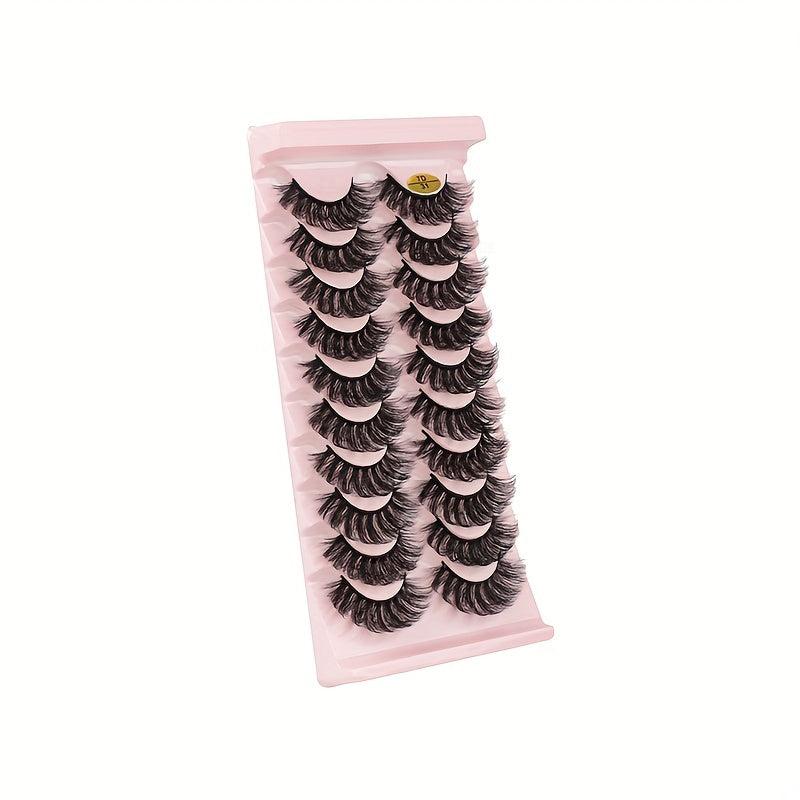 10 Pairs Natural Look Faux Mink Eyelashes 8D Volume Fluffy False Lashes