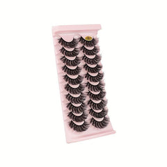 10 Pairs Natural Look Faux Mink Eyelashes 8D Volume Fluffy False Lashes