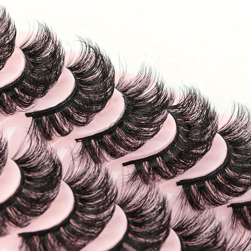 10 Pairs Natural Look Faux Mink Eyelashes 8D Volume Fluffy False Lashes