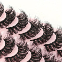 10 Pairs Natural Look Faux Mink Eyelashes 8D Volume Fluffy False Lashes