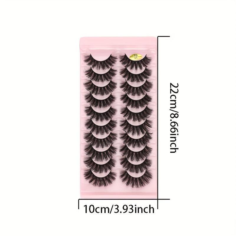 10 Pairs Natural Look Faux Mink Eyelashes 8D Volume Fluffy False Lashes