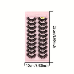 10 Pairs Natural Look Faux Mink Eyelashes 8D Volume Fluffy False Lashes