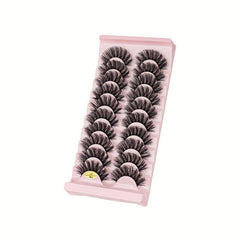 10 Pairs Natural Look Faux Mink Eyelashes 8D Volume Fluffy False Lashes