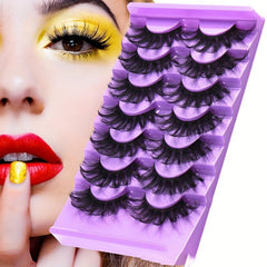7 Pairs Faux Mink Fluffy Eyelashes Long Lasting Wispy Natural Lashes