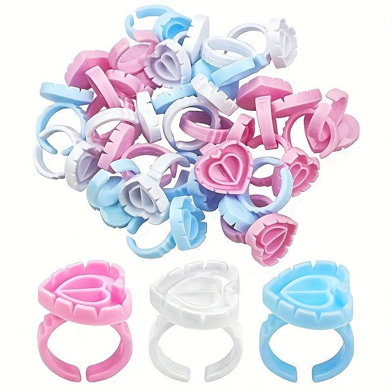 25pcs Heart Glue Rings for Eyelash Extensions Lash Glue Holders