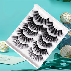 5 Pairs Cat Eye Lashes Fluffy Wispy 3D Dramatic Long Thick Curly False Eyelashes