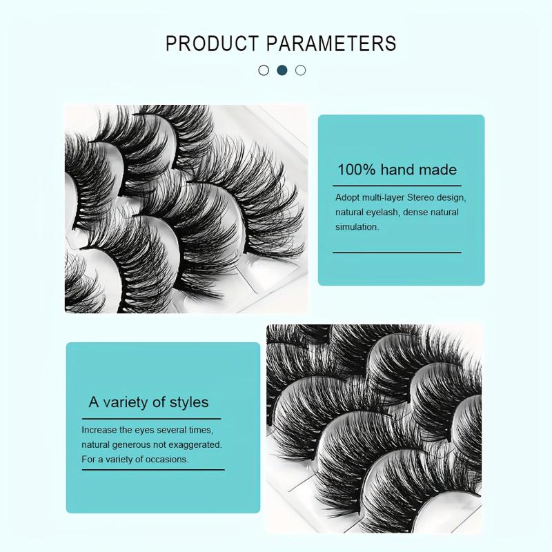 5 Pairs Cat Eye Lashes Fluffy Wispy 3D Dramatic Long Thick Curly False Eyelashes