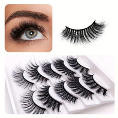 5 Pairs Cat Eye Lashes Fluffy Wispy 3D Dramatic Long Thick Curly False Eyelashes